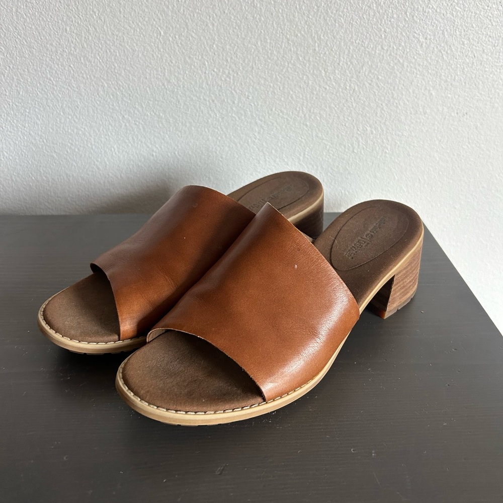 Timberland Cognac Leather Slide Heels